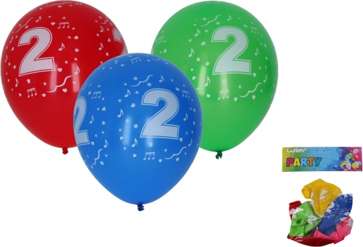Aufblasbare Luftballons 30 cm mit Zahl 2 – Set mit 5 Stück