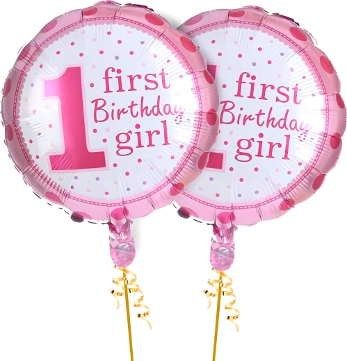 Luftballons zum 1. Geburtstag für Mädchen – Set 5 Stk. mit Sternchen