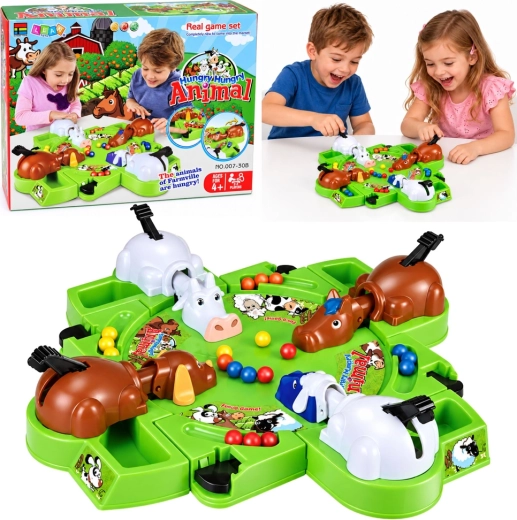 Familienspiel Bauernhof Hungrige Tierchen mit Kugelschleudern