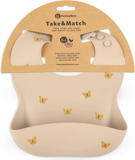 Petite&Mars Silikon-Lätzchen Take&Match Sand Butterflies 6m+