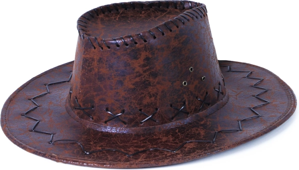 Cowboyhut aus braunem Kunstleder für Erwachsene