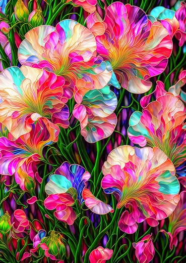 ENJOY Puzzle Buntglasfenster mit Duftwickenblüten, 1000 Teile