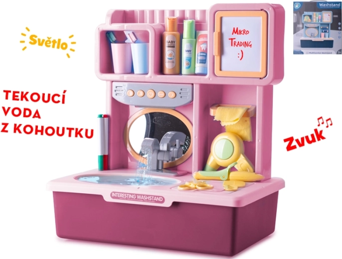 Interaktives rosa Kinderwaschbecken mit Licht, Ton und fließendem Wasser