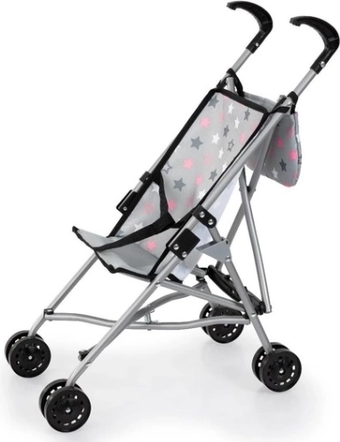 Bayer faltbarer Puppen-Buggy mit Tasche, grau mit Sternchen