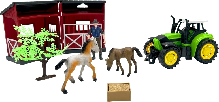 Bauernhof mit Traktor und Stall