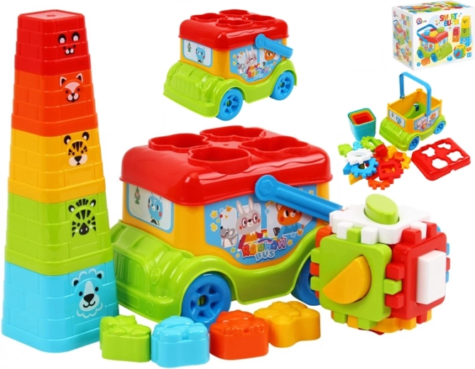 Autobus – Steckspiel und Stapelpyramide für Kinder ab 12 Monaten