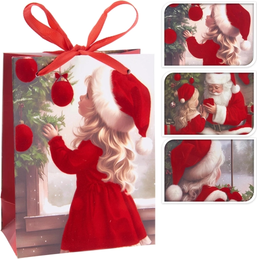 Weihnachts-Geschenktüte mit Mädchenmotiv 24 × 18 × 8 cm
