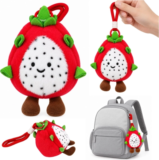 Plüsch-Anhänger Drachenfrucht Pitaya mit Karabiner, 12 cm