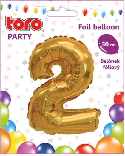 TORO Folienballon Zahl 2, 30 cm, gold