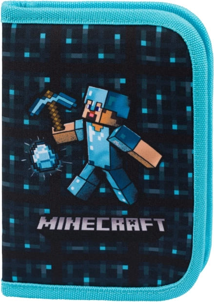 Schuletui Minecraft mit blauem Axt‑Motiv