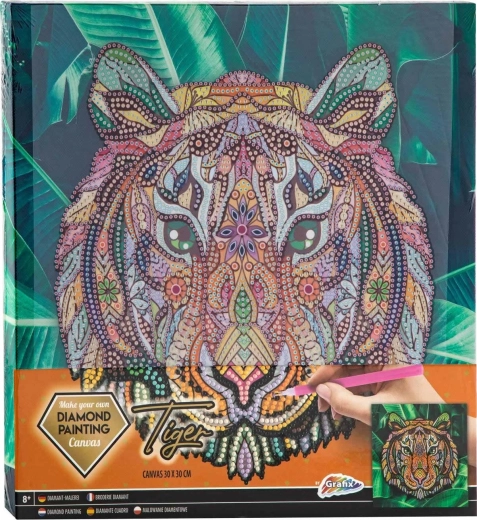 Diamantmalerei auf Holzrahmen Tiger 30 × 30 cm GRAFIX