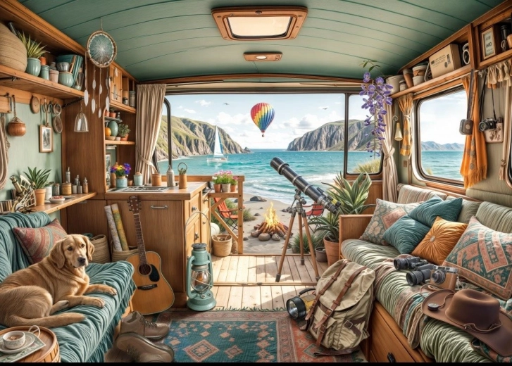 Puzzle Camping an der Küste 500 Teile BLUEBIRD