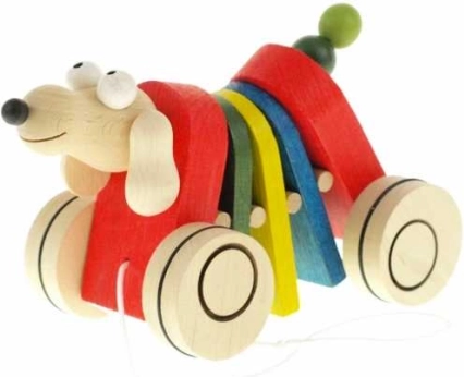 Holz-Ziehtier Hund klappernd