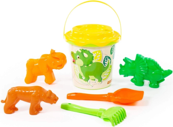 Kinder-Sandset Dino – Eimer, Schaufel, Rechen und Förmchen