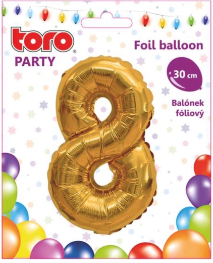 Folienballon Zahl 8, 30 cm, gold TORO