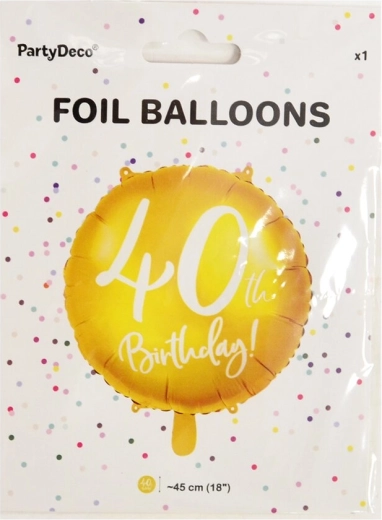 Folienballon Zahl 40, Gold, 45 cm