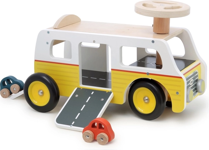 Vilac Holz-Rutschfahrzeug Retro-Lieferwagen mit Garage
