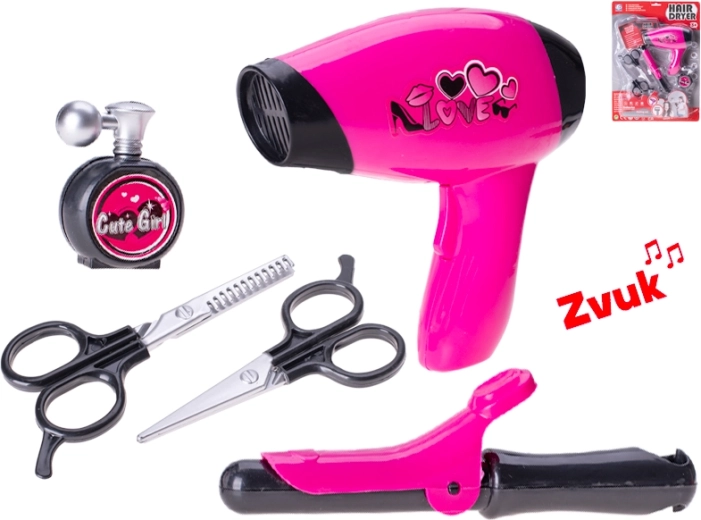 Friseurset mit batteriebetriebenem Föhn und Zubehör für Kinder