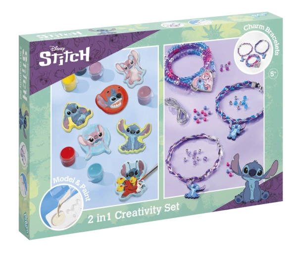 Kreativset 2-in-1 DISNEY STITCH – Armbänder herstellen und Gipsfiguren bemalen