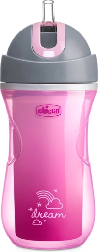 Chicco Thermo-Sportbecher mit Trinkhalm 266 ml rosa (14m+)