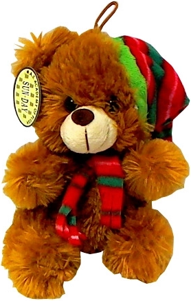 Plüschbär mit Mütze und Schal – Weihnachtsmotiv