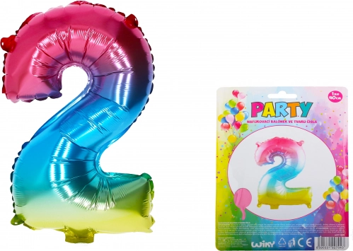 Regenbogen-Ballon Zahl 2 – 40 cm
