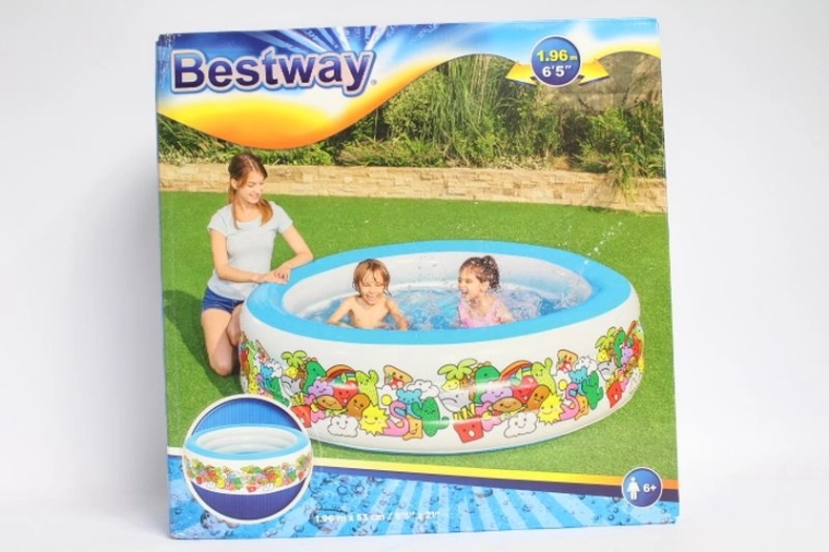 Kinder-Aufblasbecken Bestway 196 × 53 cm mit buntem Motiv