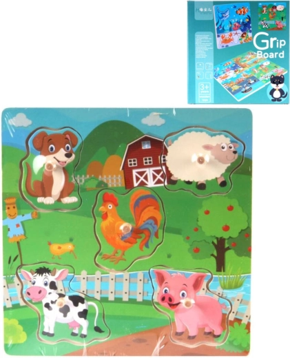 Holz-Einlegepuzzle mit Griffen auf dem Brett, 5 Teile – 1 Stück