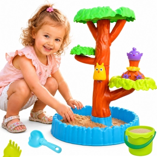 WOOPIE Wassertisch und Sandkasten Happy Tree 2-in-1 mit 8 Zubehörteilen