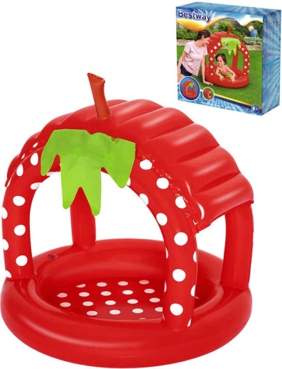 Bestway aufblasbares Kinderplanschbecken Erdbeere mit Dach 91 × 91 × 91 cm