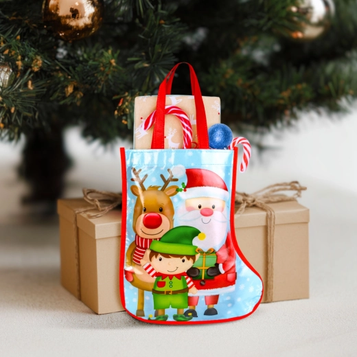 Weihnachts-Geschenktasche in Stiefelform, blau, 33 cm