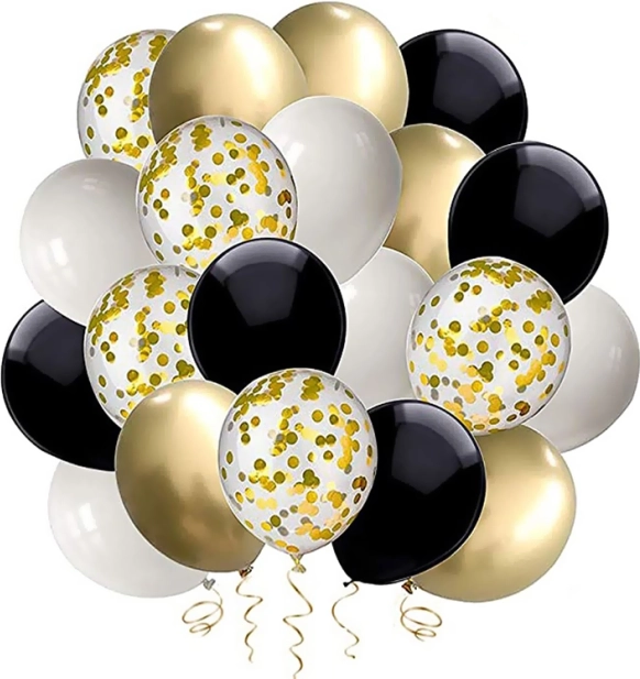 Set aus goldenen und schwarzen Luftballons – 50 Stück
