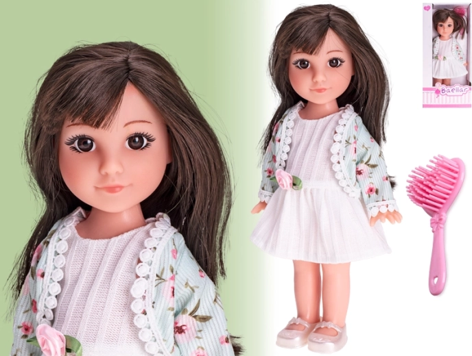 Modische Puppe 30 cm mit festem Kunststoffkörper und Kamm