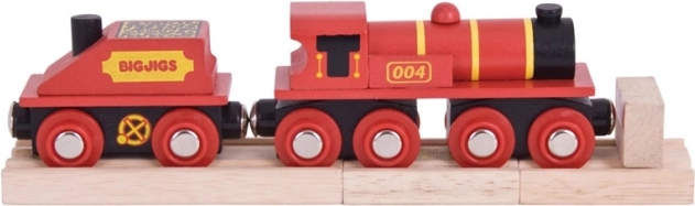 Bigjigs Rail Rote Lokomotive mit Waggon