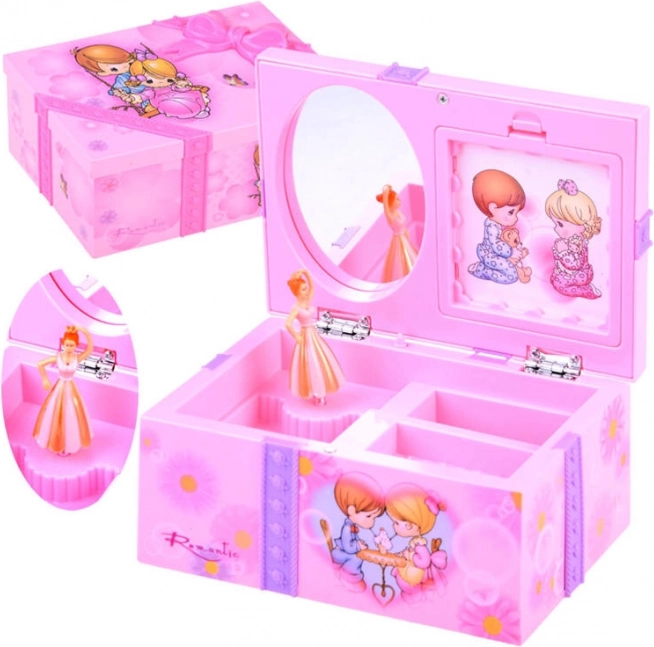 Rosa Schmuckschatulle mit Spieluhr für kleine Mädchen