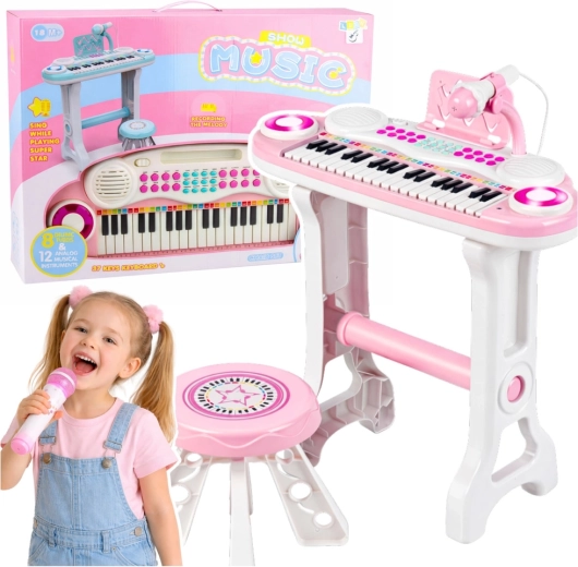 Elektronisches Kinder-Keyboard mit Mikrofon und MP3, rosa