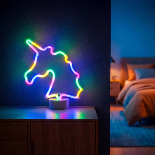 Farbige Neon-LED-Lampe Einhorn