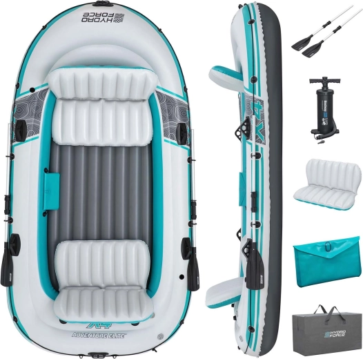 Pontonschlauchboot BESTWAY Hydro-Force Adventure X4 Pro für 4 Personen mit Paddel- und Pumpenset