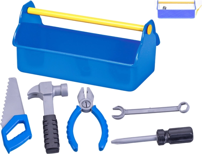 Kinderset Werkzeug mit Tragekorb, 5 Stück (27,5 × 14 cm)