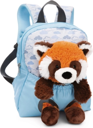 NICI Kinder-Rucksack mit Tier – roter Panda, blau mit Wolken 21 × 26 cm