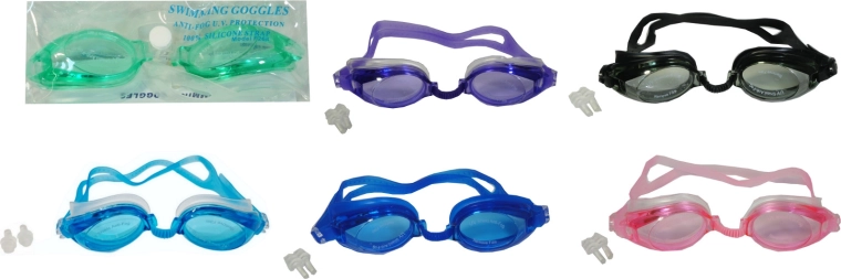 Schwimmbrille mit Silikondichtung und austauschbaren Nasenstegen