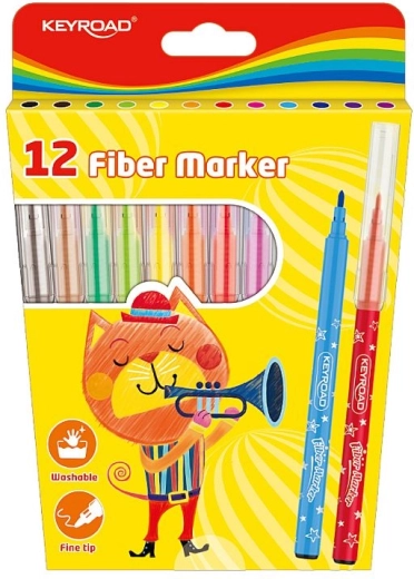 Auswaschbare Marker KEYROAD, Set mit 12 Farben