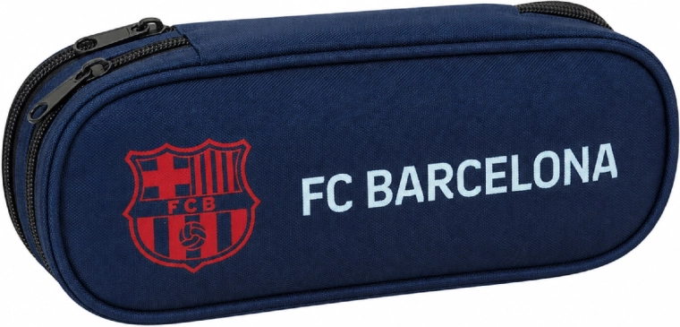 Ovales Schulmäppchen FC Barcelona dunkelblau