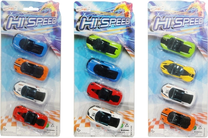 Set aus 4 Metall-Rennautos