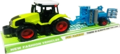 Traktor mit Front-Säaggregat – realistische Plastikspielzeug