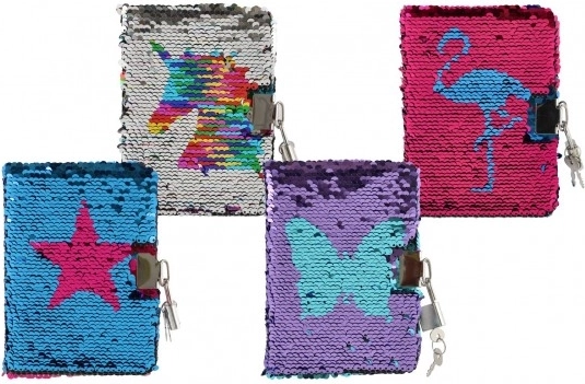 Notizbuch mit Pailletten und Schloss TEDDIES