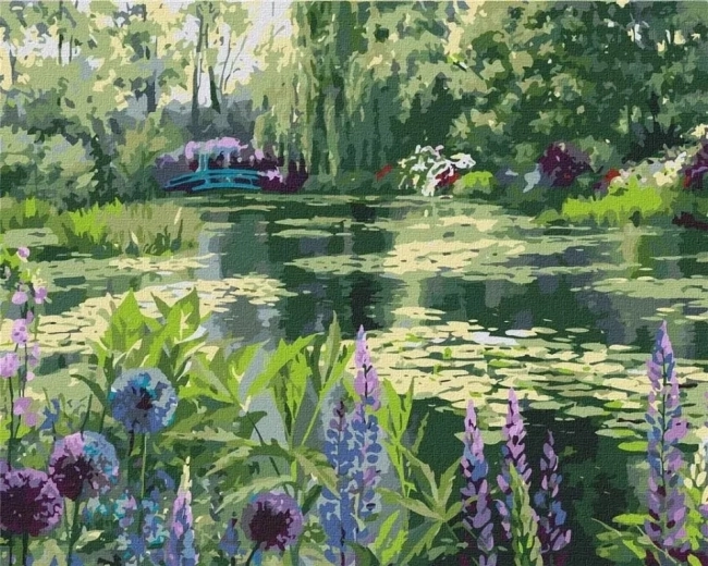 Malen nach Zahlen Waldsee mit Seerosen 40 × 50 cm