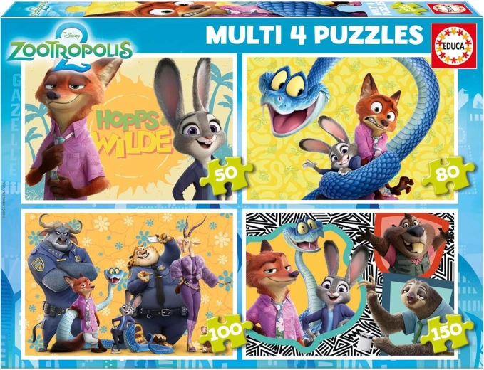 Educa Puzzle Zootropolis 4-in-1 – progressive Kinderpuzzles (50, 80, 100 und 150 Teile)