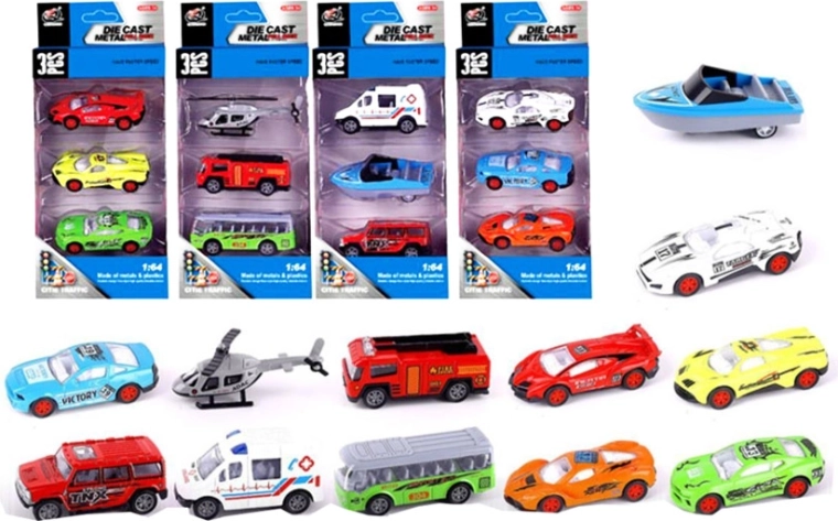 Set aus Metall-Kunststoff-Autos – 3 Stück