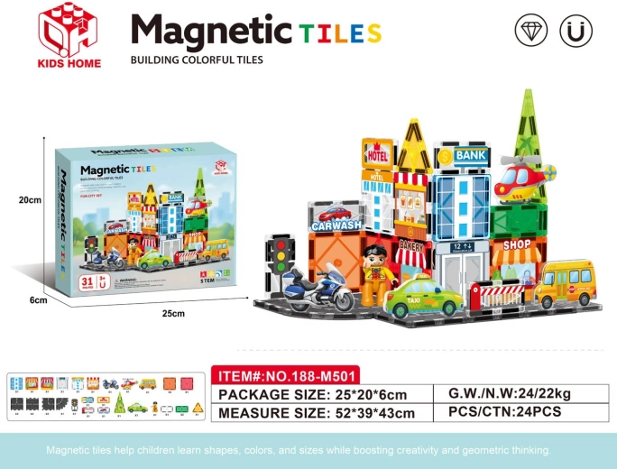 Magnetisches Konstruktionsspielzeug Stadt mit 31 Teilen